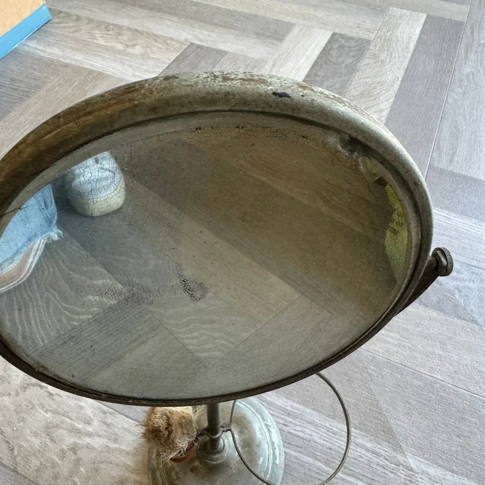 Antique Apollo Metal Shaving Stand Adjustable Tilting Mirror with Brush Holder
